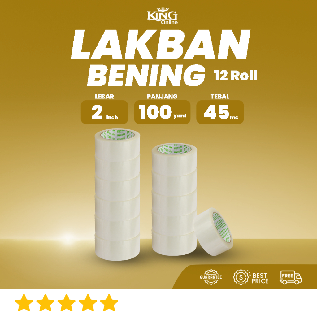 

12 Pcs Lakban Bening 100 Yard 2 Inch / 2 Slop / Isolasi Tebal Kuat / ISOLASI ONLINE TAPE OPP