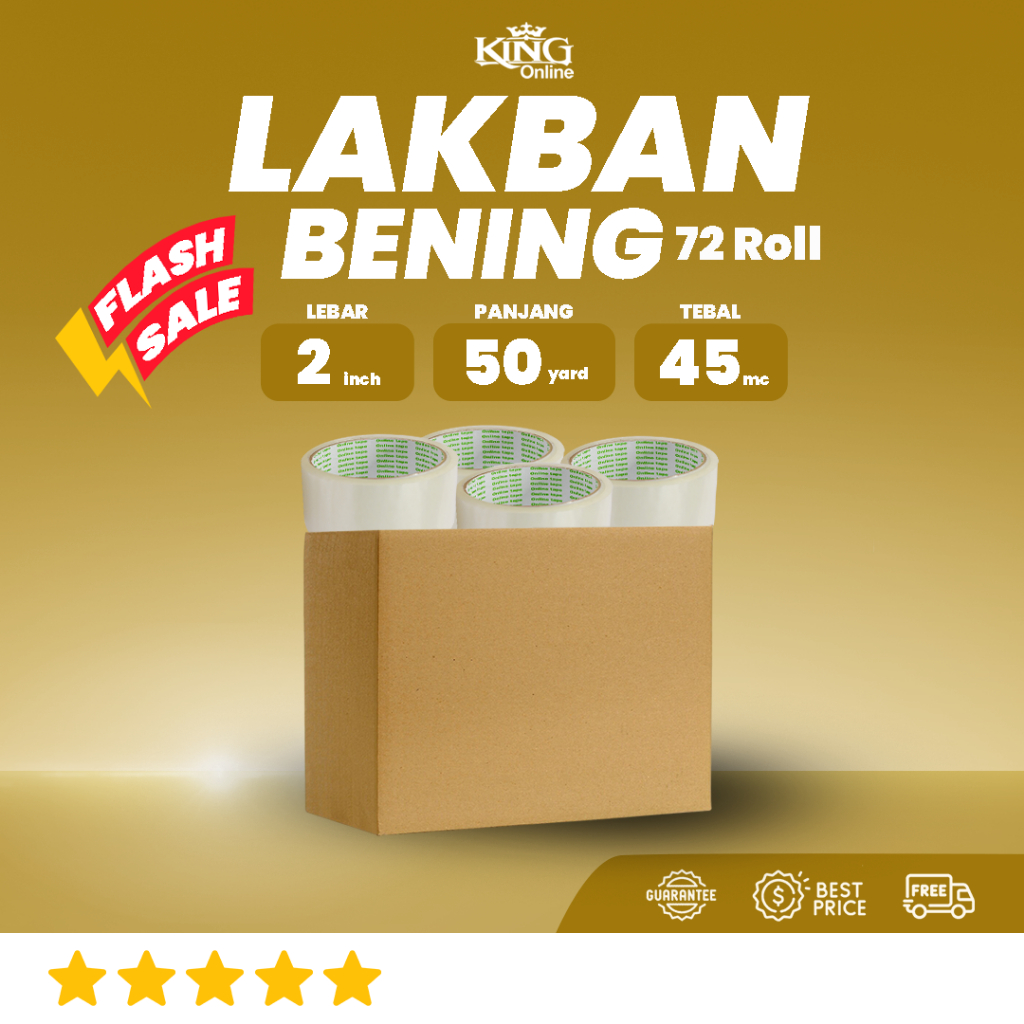 

1 DUS Lakban Bening FLASH SALE 50 Yard 2 Inch / ONLINE TAPE OPP 72 Roll Kuat tebal / Plakban clear