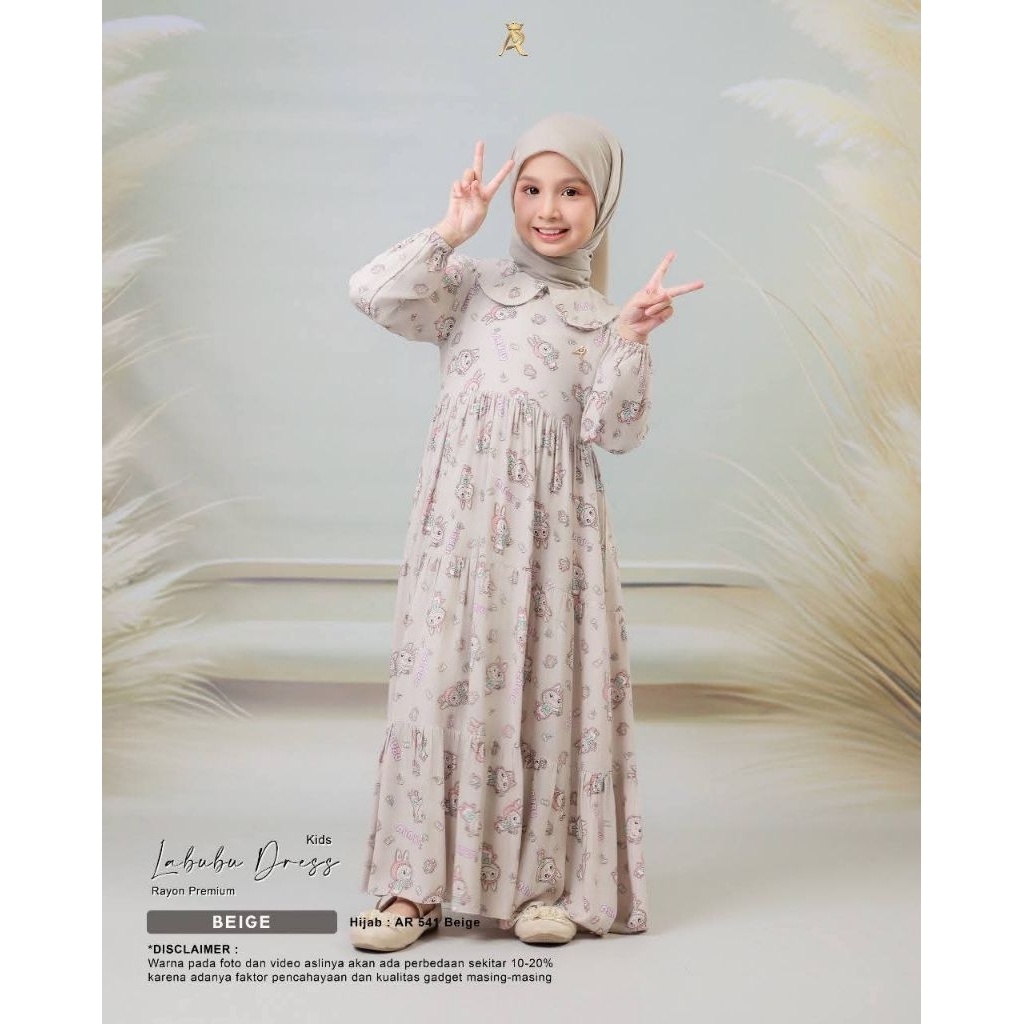 labubu dress kids Original dress kids  by hijab arrafi official terbaru terlaris gamis anak murah or