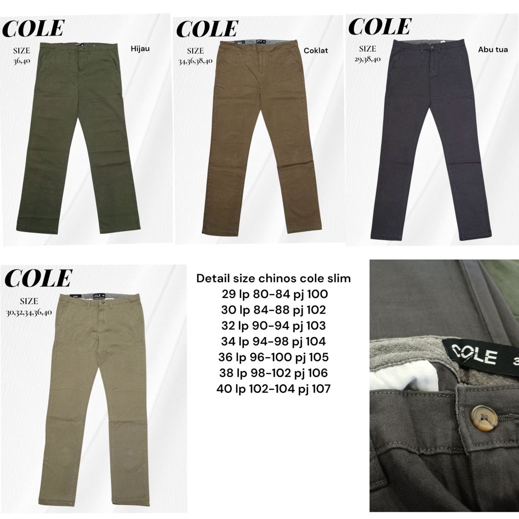 CELANA PANJANG CHINOS PRIA SLIMFIT BRANDED MATAHARI COLE OPG5100