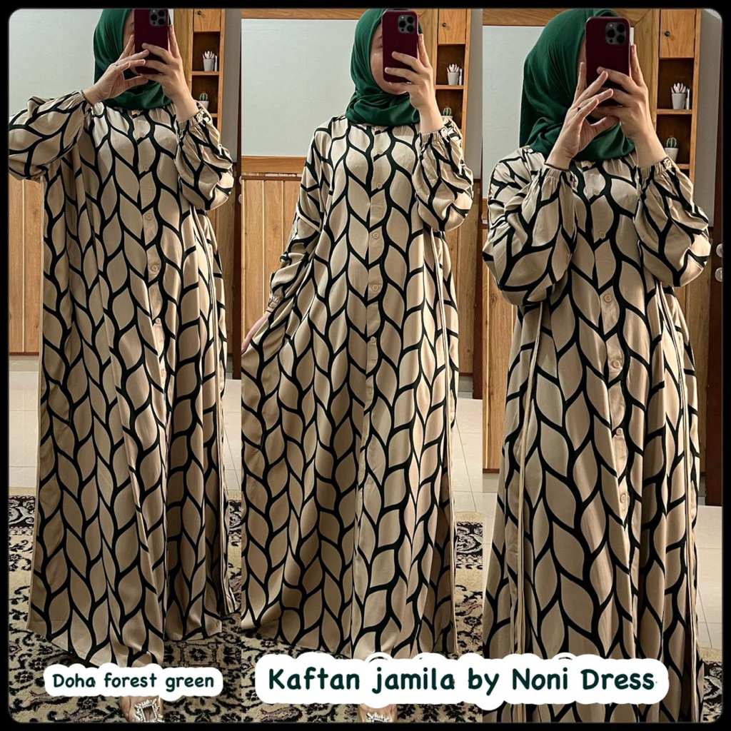 Daster Arab NONI JAMILAH Maxi Dress Gamis Hitam Kaftan Twill Premium Big Size