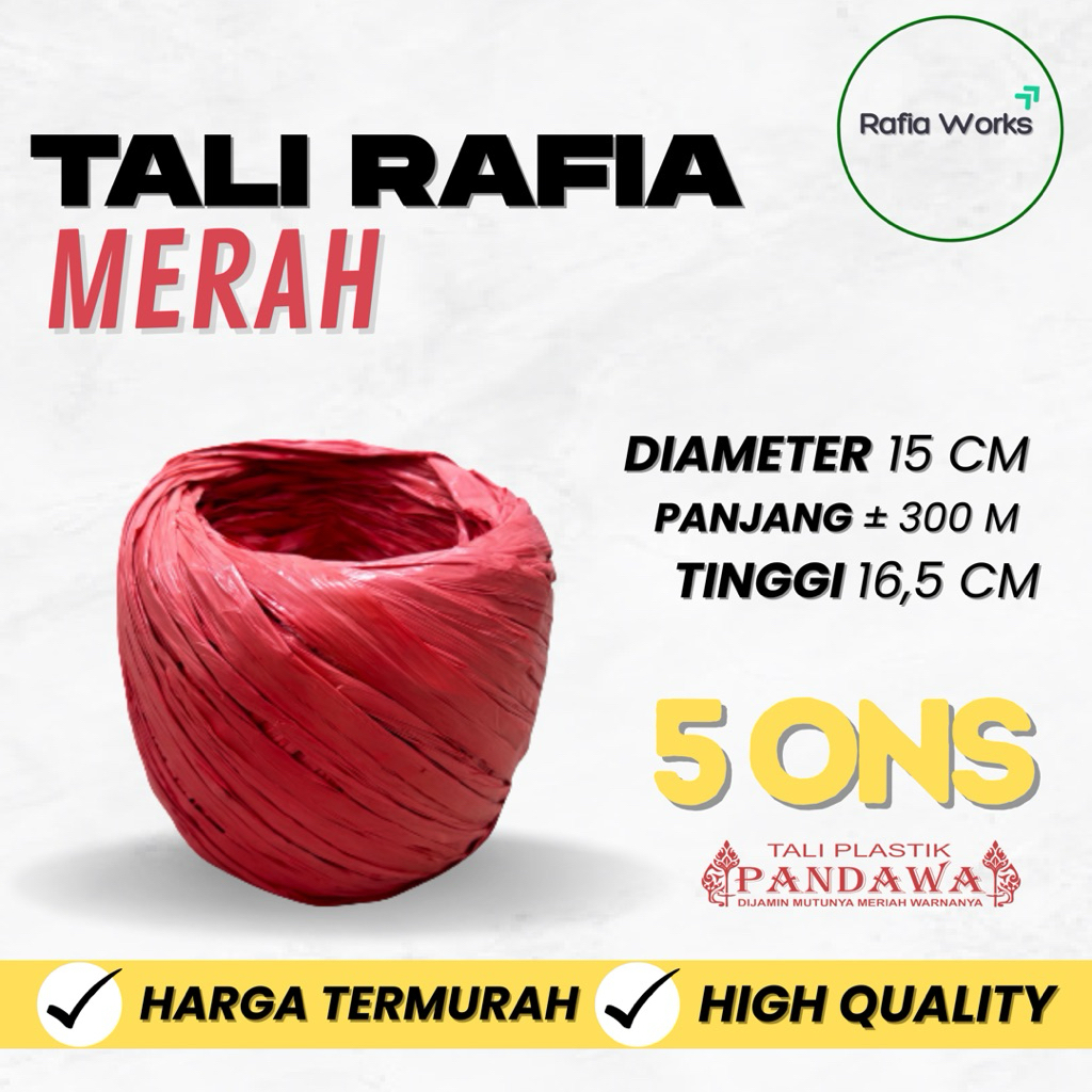 

Tali Rafia Warna 5 Ons Kuat Murah Serbaguna Merk Pandawa