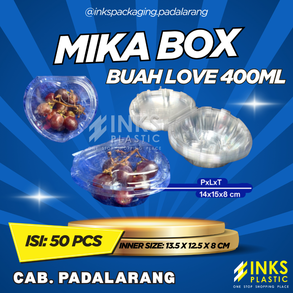 MIKA BOX HATI MIKA TRAY SALAD BUAH CAKE BOLU LOVE 400 ML