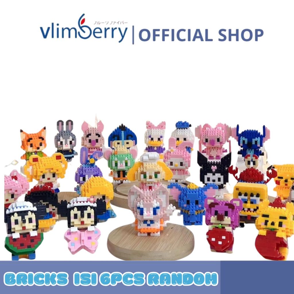 Isi 6Pcs Diy Nano Block Puzzle Edukasi Karakter Kartun Bricks Mainan Anak