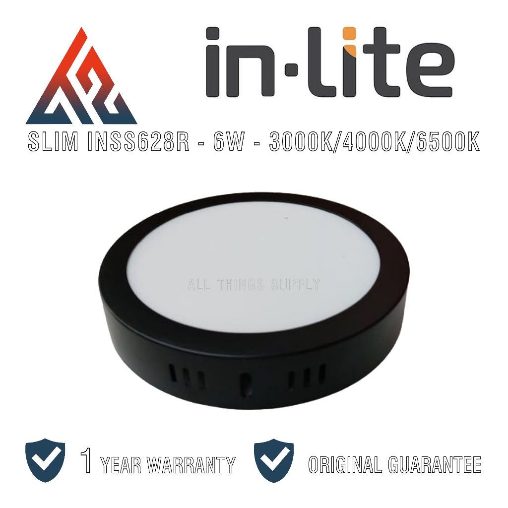 Inlite INSS628R Hitam LED Lampu Downlight Panel Outbow Bulat 6W Putih / Kuning - In-Lite 6 W 6Watt 6
