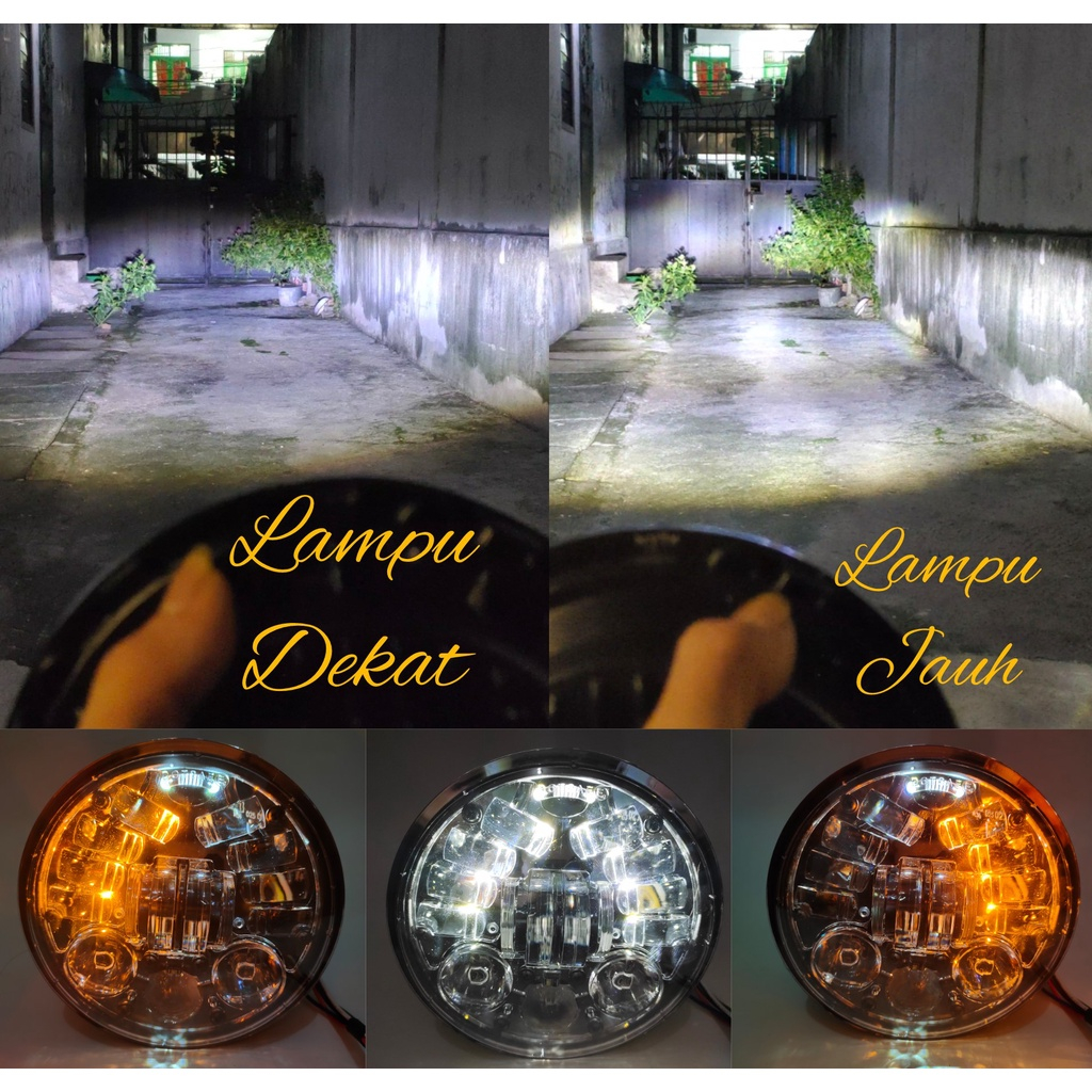 lampu utama led 16 mata 5.7 inch drl 5.7inc 4d high low inc
