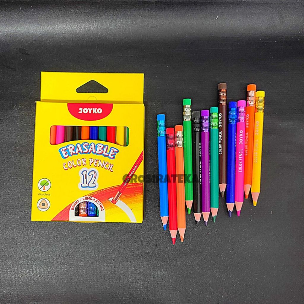 

PENSIL WARNA, PULAS ERASER ER 0130 SH12 PENDEK 12warna JOYKO