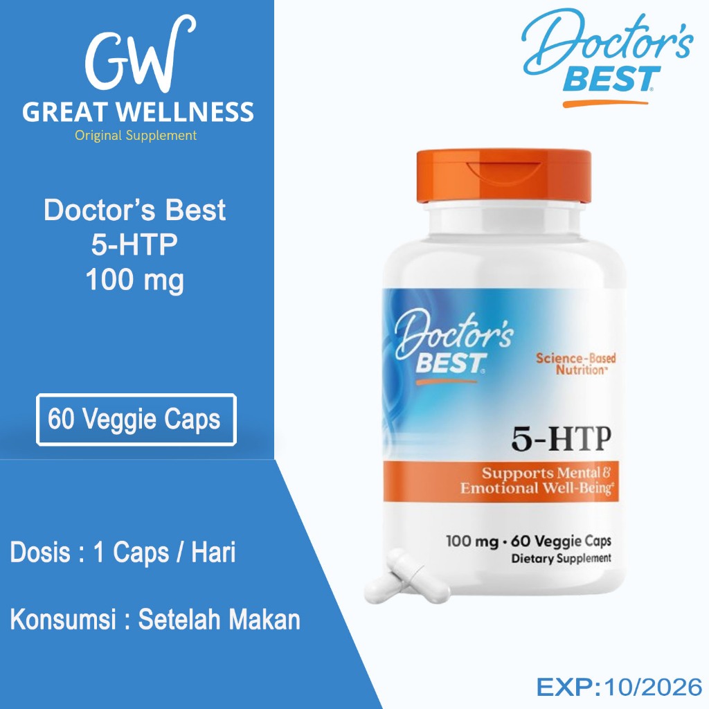 (DIJAMIN ASLI) Doctor's Doctors Best 5-HTP 5HTP 5 HTP Obat Bantu Tidur Insomnia
