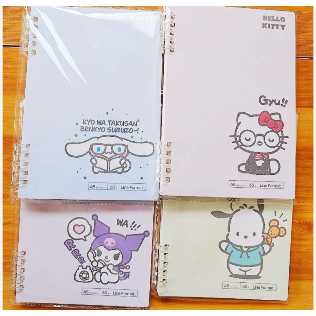 

Notebook / buku tulis garis ring hellokitty cinnamoroll ori 60 hal uk 14.5x20.5