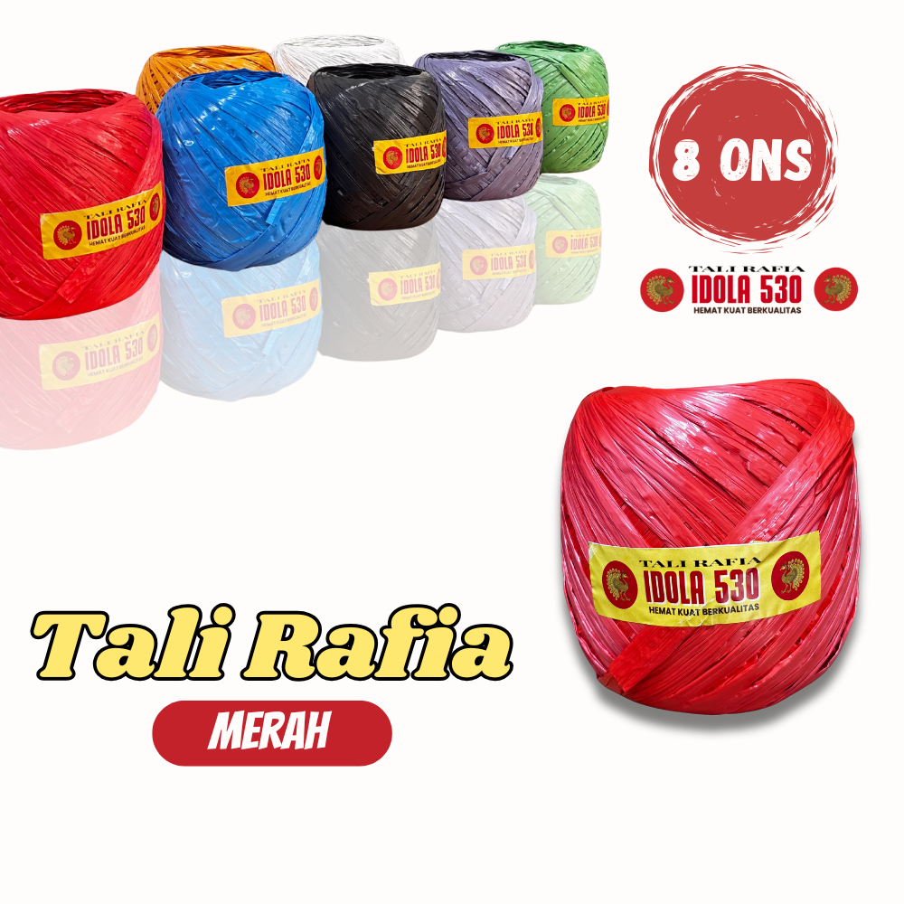 

Tali Rafia 8 Ons Warna-Warni | Tali Plastik Kuat untuk Ikat Barang & Usaha | Tali Rafia merk Idola 530