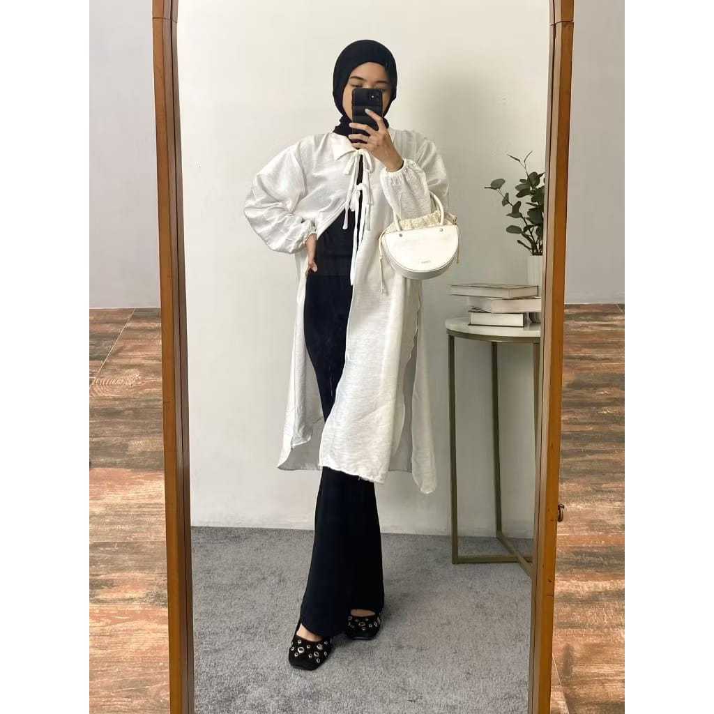 Outer Tunik Polos Linen Tali Depan Noro