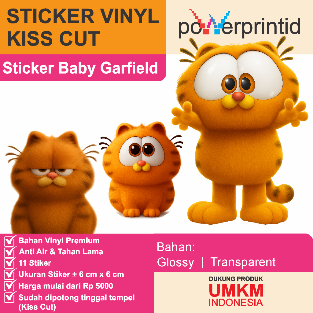 

Stiker Baby Garfield Lucu Vinyl Premium | Anti Air Tahan Lama Kiss Cut