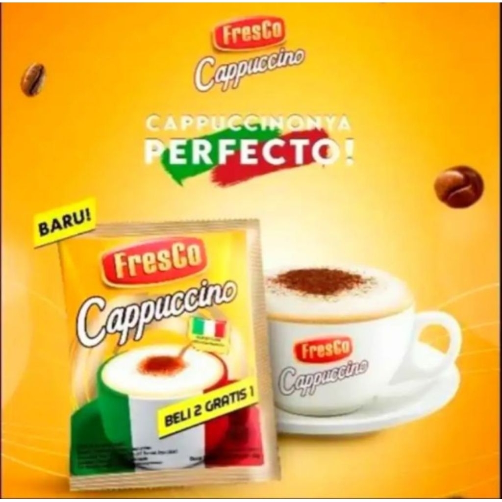 

1 RTG Kopi Fresco Cappucino isi 15 pcs - Kemasan 15 x 25 gram Cappucino Coffe