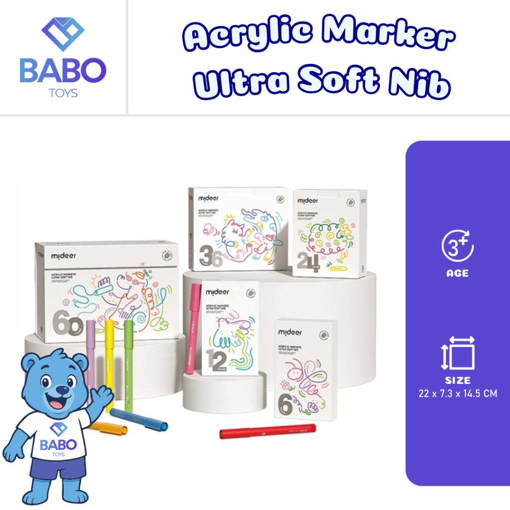 

Mideer Acrylic Marker Spidol Akrilik Lembut Ultra Soft Nib 24 36 60 pcs Spidol Mewarnai