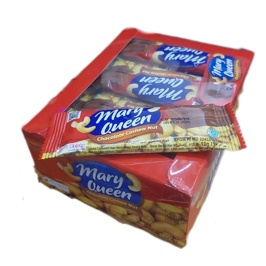 

Mary Queen Chocolate Cashew Nut 24 Pcs Sebox Coklat Compound Hitam Mix Kacang Mede Dolpin Cemilan Cokelat Cho Cho