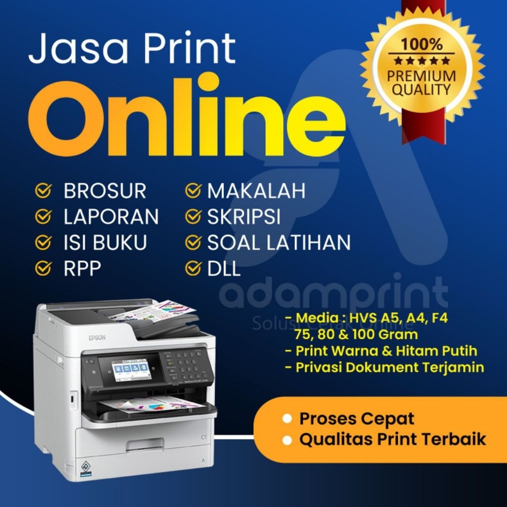 

PRINT CETAK KERTAS A4, BUKU, MAKALAH, SKRIPSI, TUGAS, SOAL A4 BW/WARNA