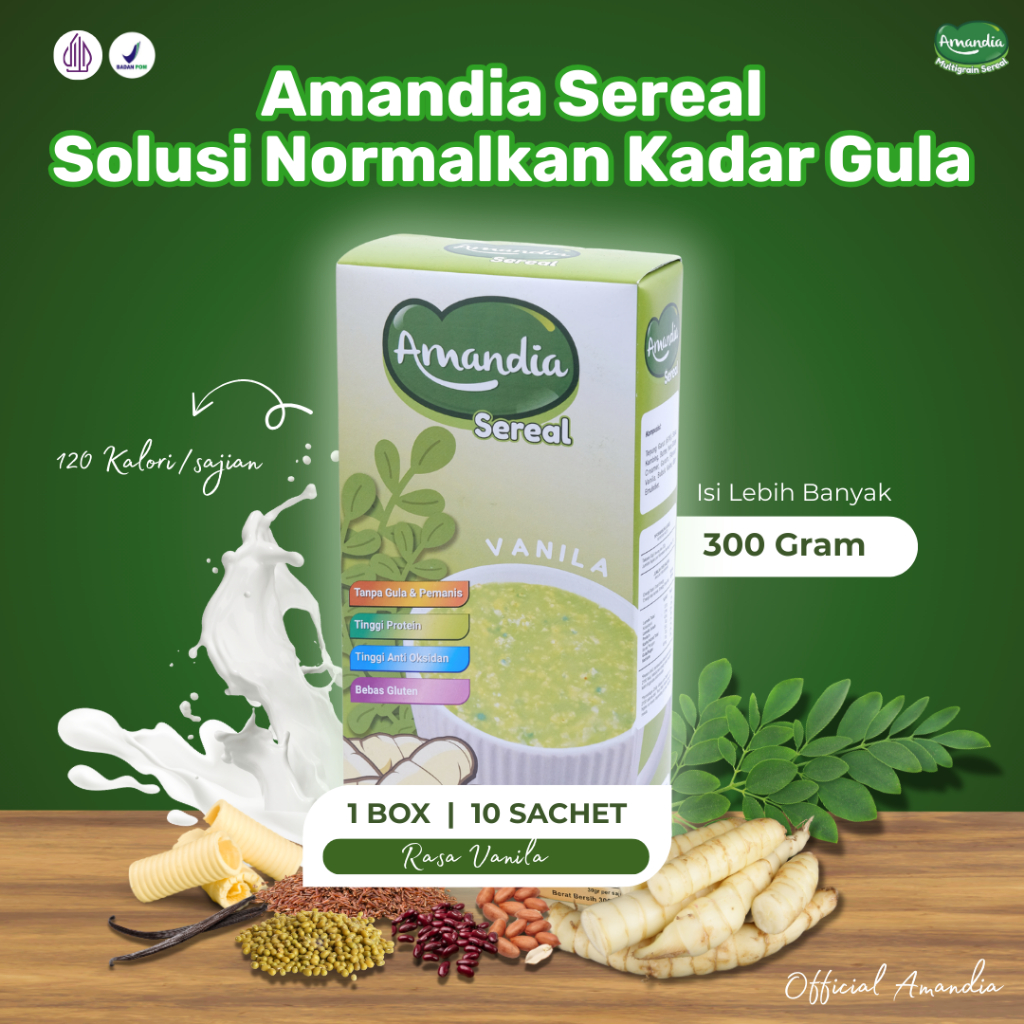 

Amandia Sereal Makanan Sehat Rendah Gula Solusi Bantu Normalkan Gula Darah Sudah Halal & BPOM