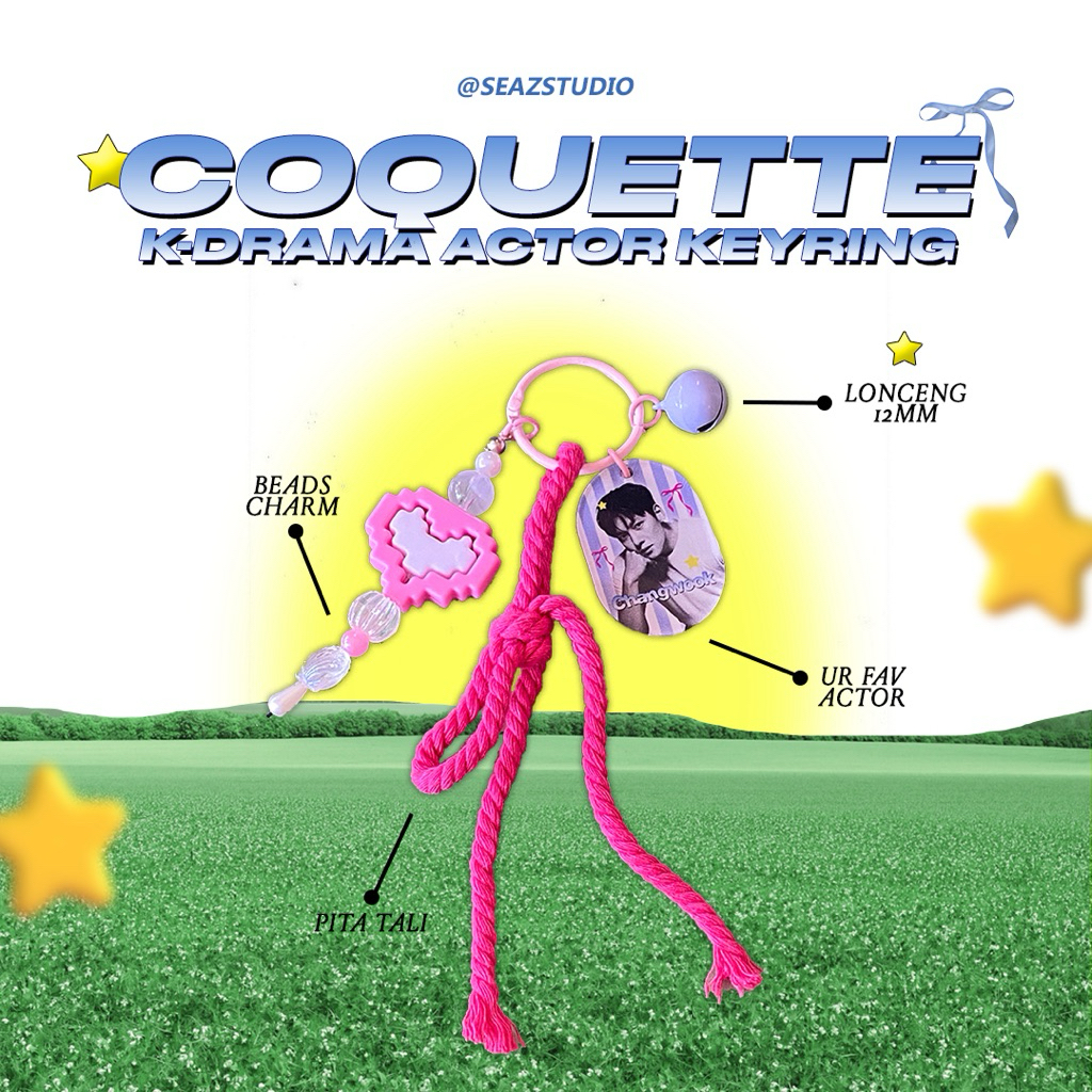 READY STOCK K-DRAMA ACTOR KEYCHAIN - COQUETTE SERIES | KOREAN AKTOR | CHA EUNWOO | SONGKANG | WOOSIK