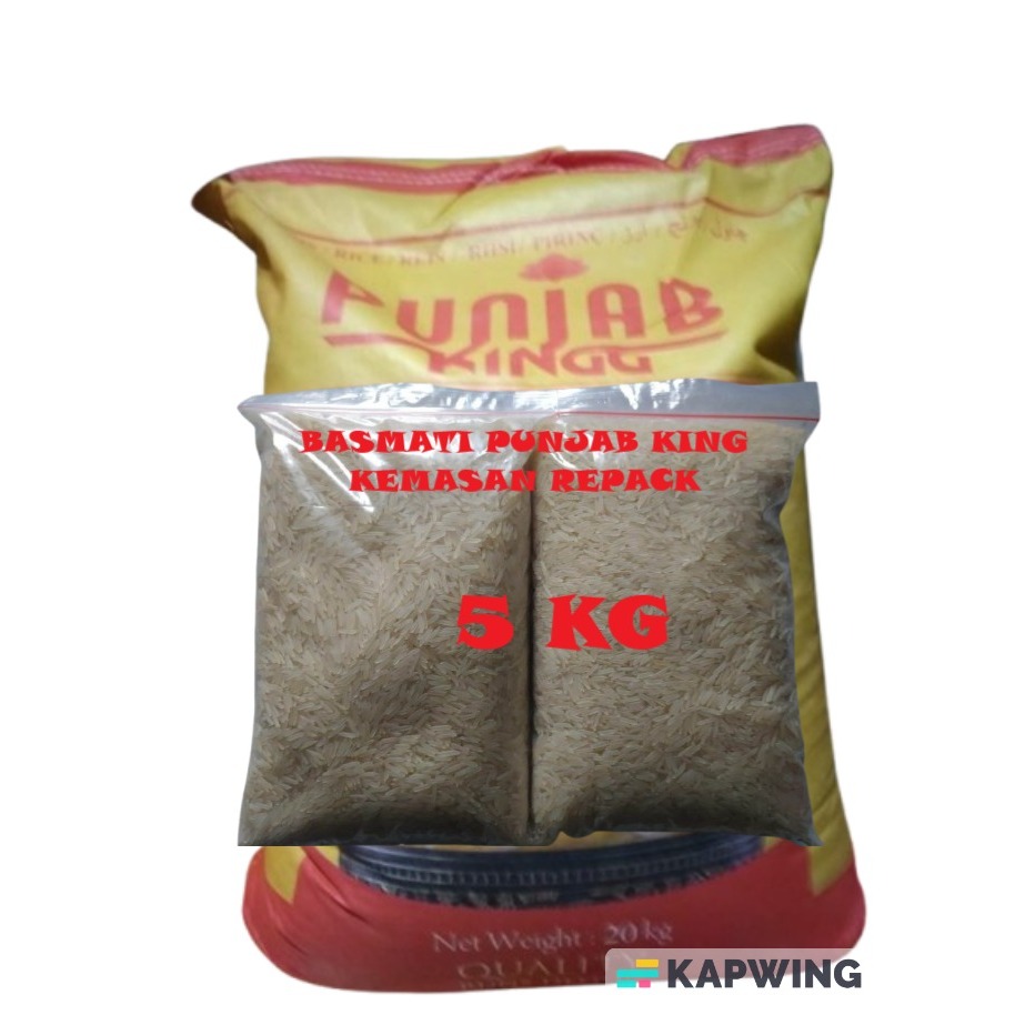 

Beras Basmati Punjab King Extra Long Kemasan Repack 5kg Basmati Creamy Sella Rice