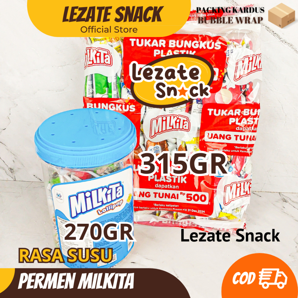 

Milkita Permen Susu Lollipop Jar Max (1 Toples Isi 30pcs) / Milkita Permen Lolipop Susu Hanger Max Milkita Bites Permen Susu Renceng - Crunchy Diluar Chewy Didalam (1 Bag isi 30 pack) SEDAP SNACK
