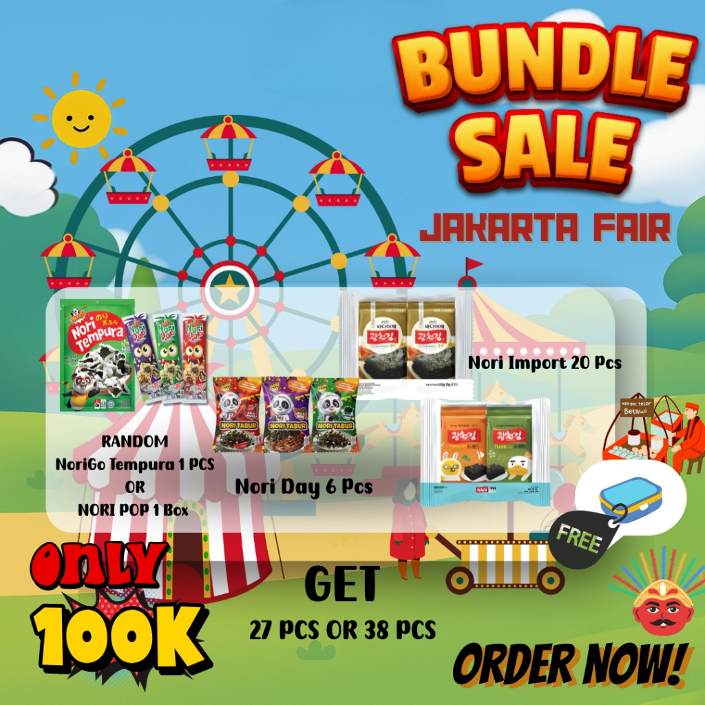 

PAKET NORI IMPOR 100rb + BONUS Lunch Box Lucu! Promo Spesial PRJ (SNACK RUMPUT LAUT)