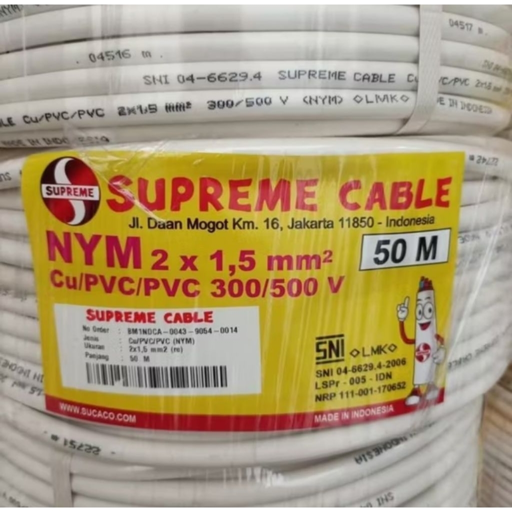 KABEL 2X1,5 NYM 50 METER SUPREME CABLE