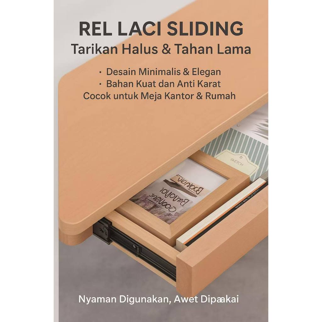 Rel Laci Hitam 40cm 56cm – Heavy Duty, Tarikan Halus, Bahan Tebal Anti Karat