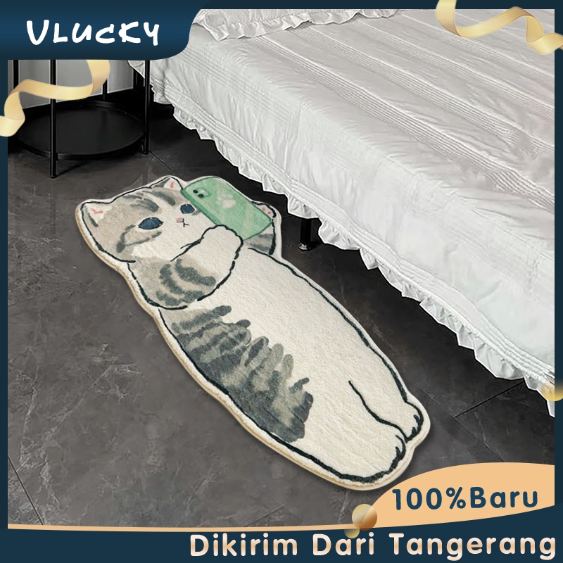 Keset Kucing Lucu Karpet Lantai Lucu Karakter Kucing Keset Lantai Dekoratif Kamar Tidur