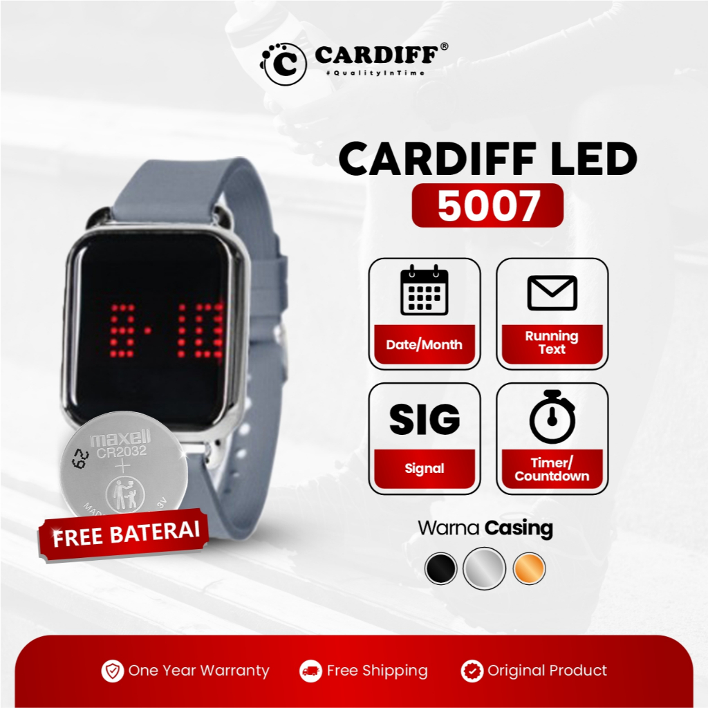 CARDIFF LED 5007 Silver Series Jam Tangan Digital LED Unisex
