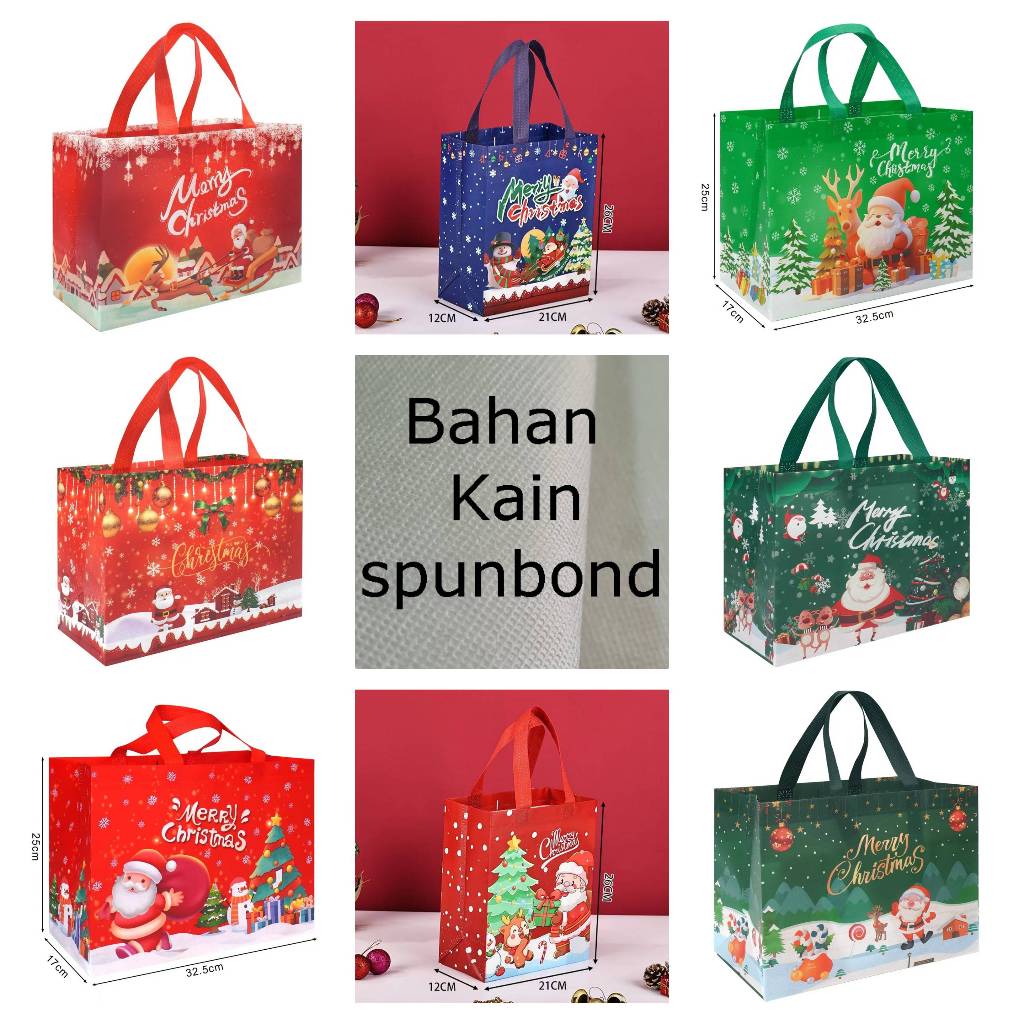 

Tas Spunbond Hampers Natal Bag Xmas Christmas Tote Bag Souvenir Goodie Bag