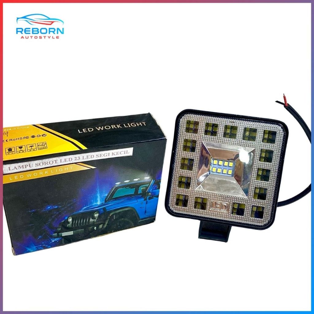 BT-Lampu Sorot LED 23 LED Segi Kecil 8cm Lampu Tembak Lampu Tambahan Mobil-Motor LED