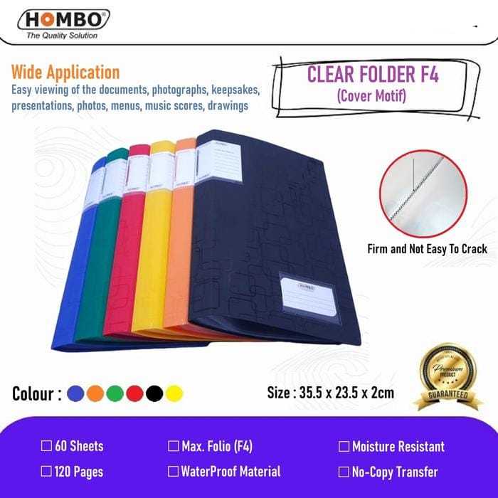 Map Plastik / Dokumen Keeper / Clear Holder F4 Folio 40 Lembar Hombo