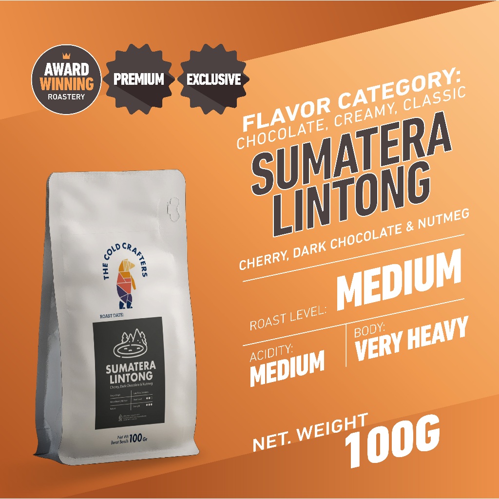 

Sumatera Lintong Arabica Grade 1 Biji Kopi Cold Crafters Signature Cold Brew Blend Roasted Coffee Beans 100g