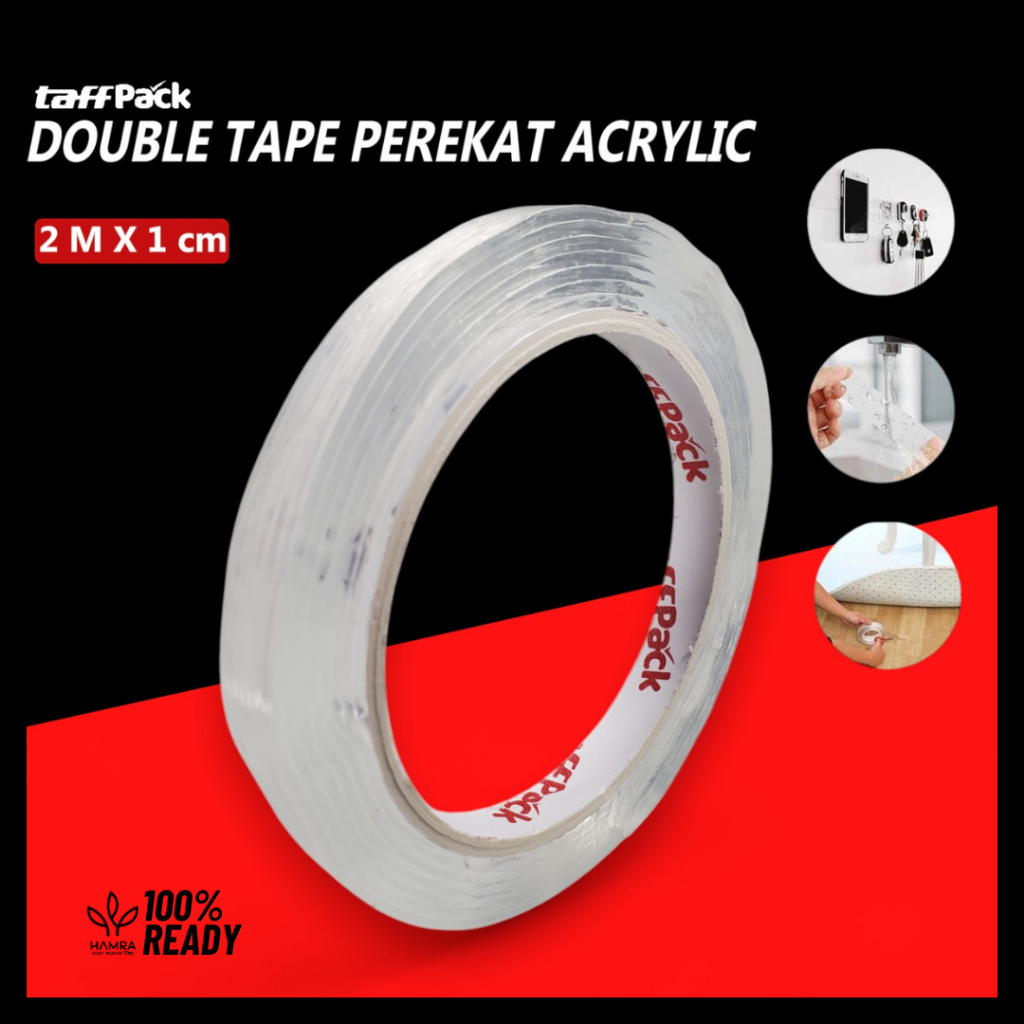 

Double Tape 2M 1cm / Selotip Double Tape Transparent Acrylic / Nano Double Tape Bening