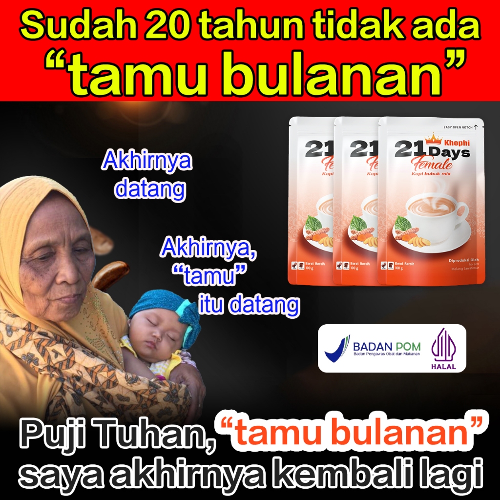 

21Days Female Coffee – Kunyit, Kacip Fatimah, Daun Sirih, Gula Aren – Rekomendasi Juara Olimpiade