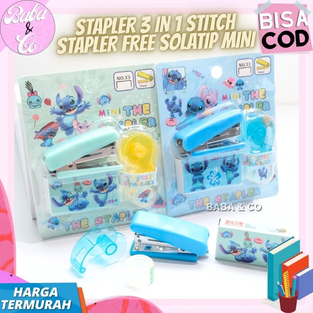 

STAPLES STICH 3 IN 1 FREE SOLATIP MINI STITCH STAPLER STITCH 1 SET 3pcs ISI SOLATIP DISPENSER REFILL STAPLES STITCH LUCU UNIK MURAH COD
