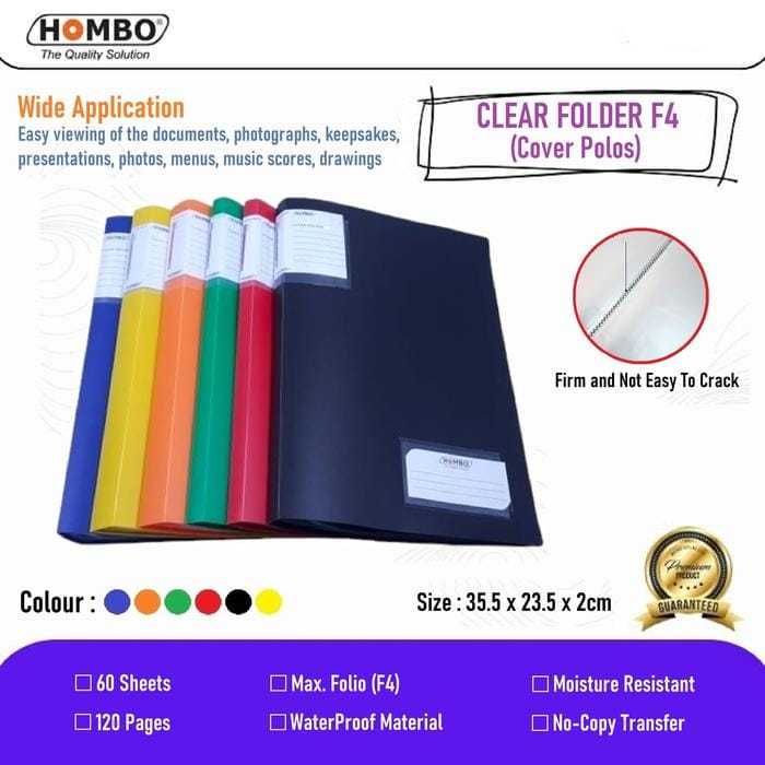 

Map Plastik / Dokumen / Clear Holder F4 Folio 40 Lembar Hombo (POLOS)
