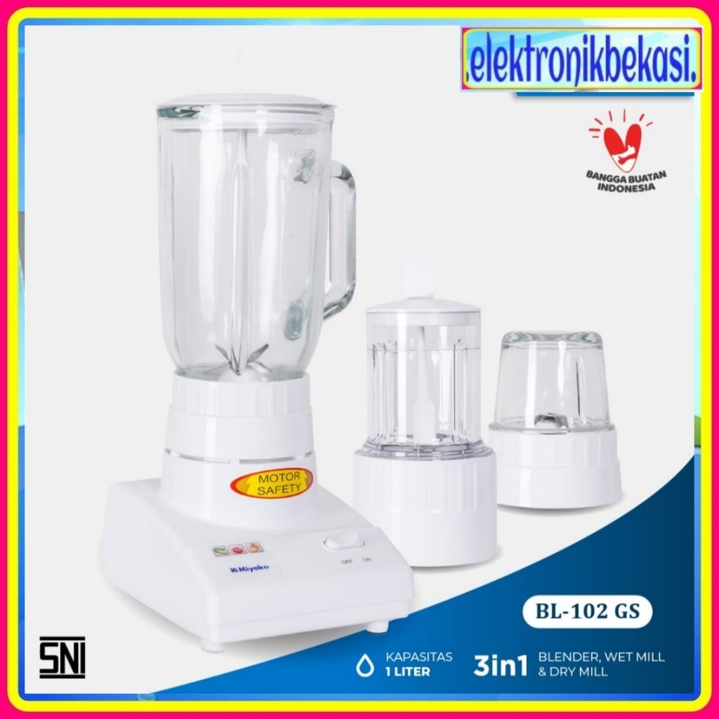 BLENDER MIYAKO BL 102 GS / BLENDER MIYAKO 1 LITER 3IN1 KACA / MIYAKO BL-102GS 3IN1 KACA