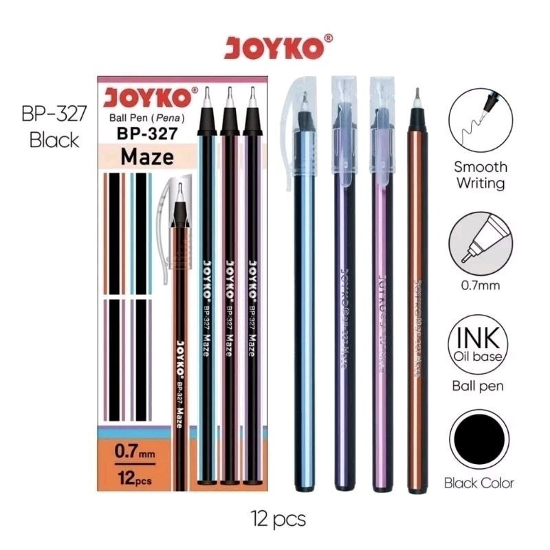 

Pulpen Joyko Maze BP-327 0.7 mm Hitam 12 Pcs