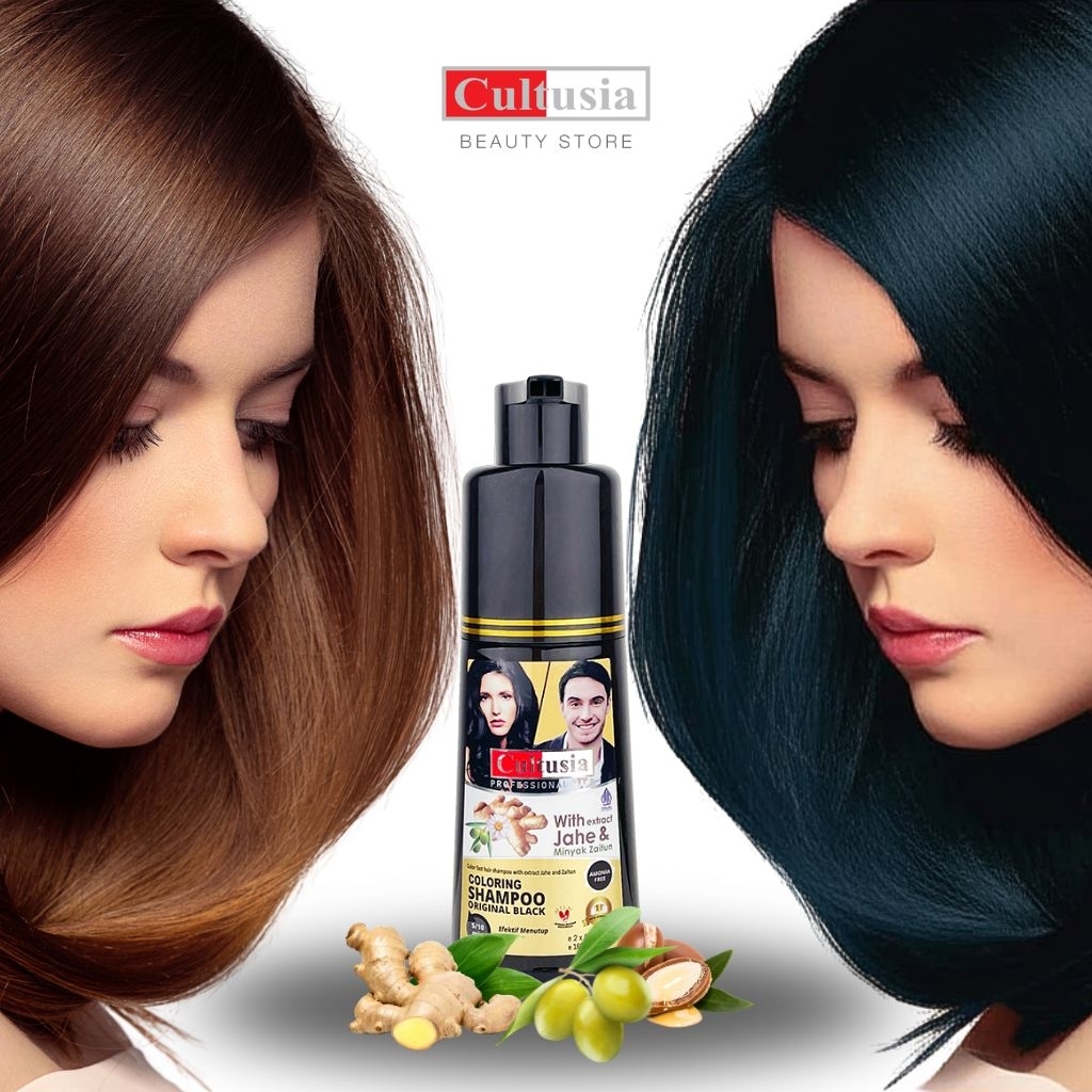 Shampo Penghitam Rambut Cultusia 160ml Black Hair Shampo Uban Menjadi Hitam Permanen Shampo Penghila