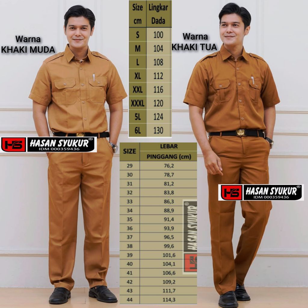 baju khaki pria stelan atasan&bawahan seragam pemda  per stel seragam pegawai asn pria atas & celana