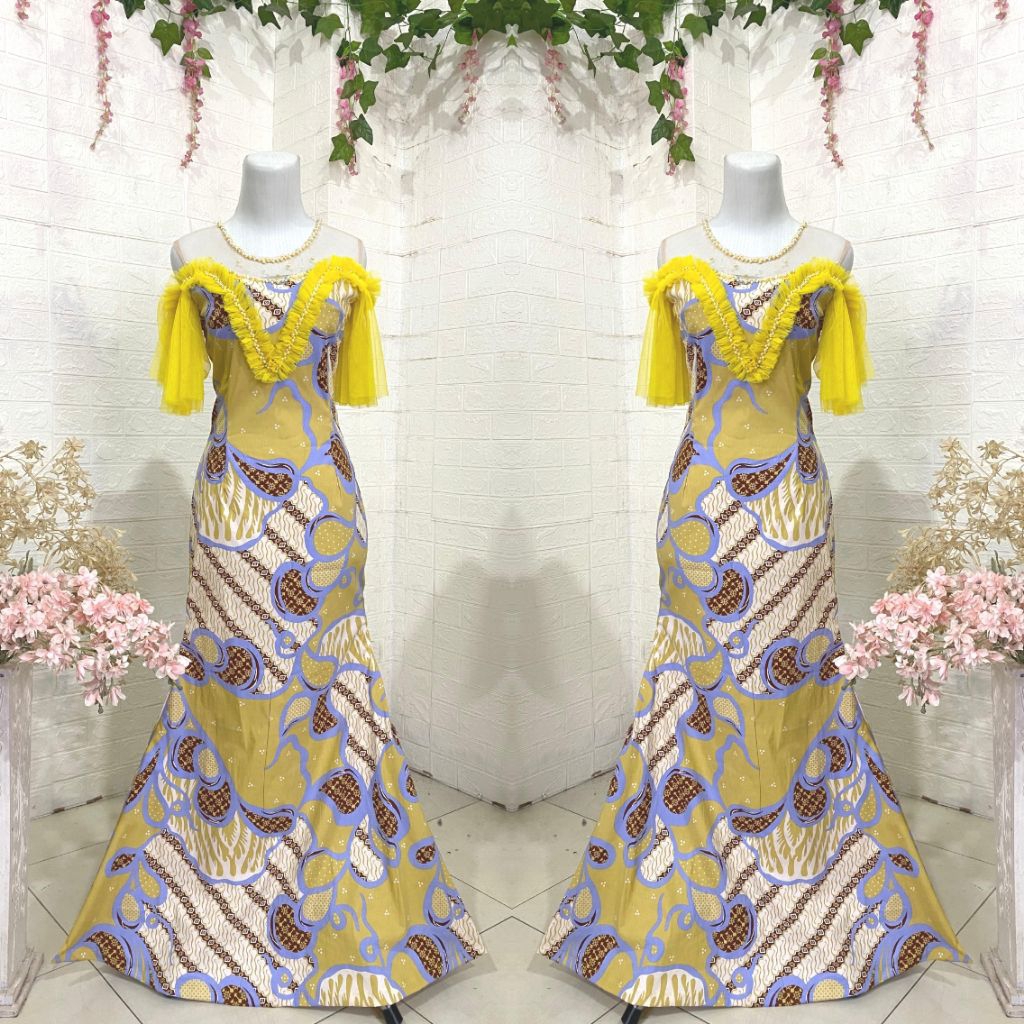 Duyung Batik Stretch kombinasi Tile Payet // dress pesta