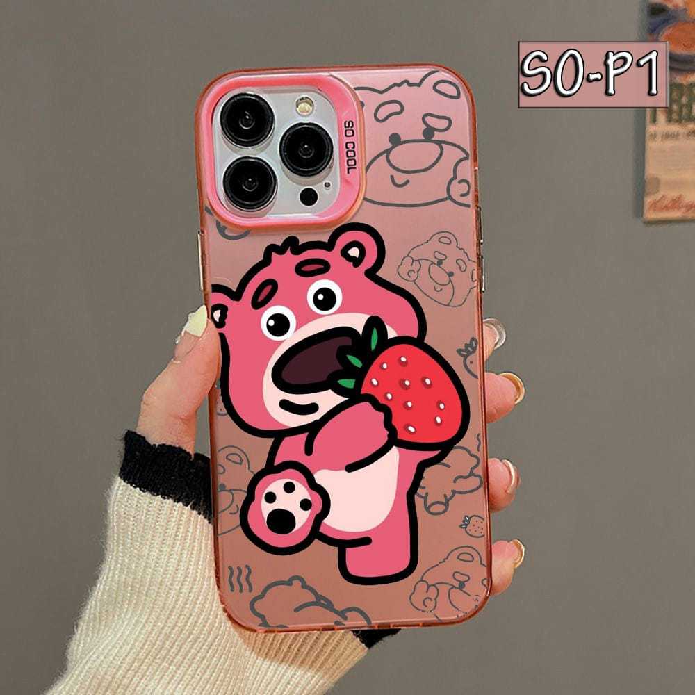Case Realme 6 Realme 3 Pro Case Hologram Motif Bear Lucu SO-PINK