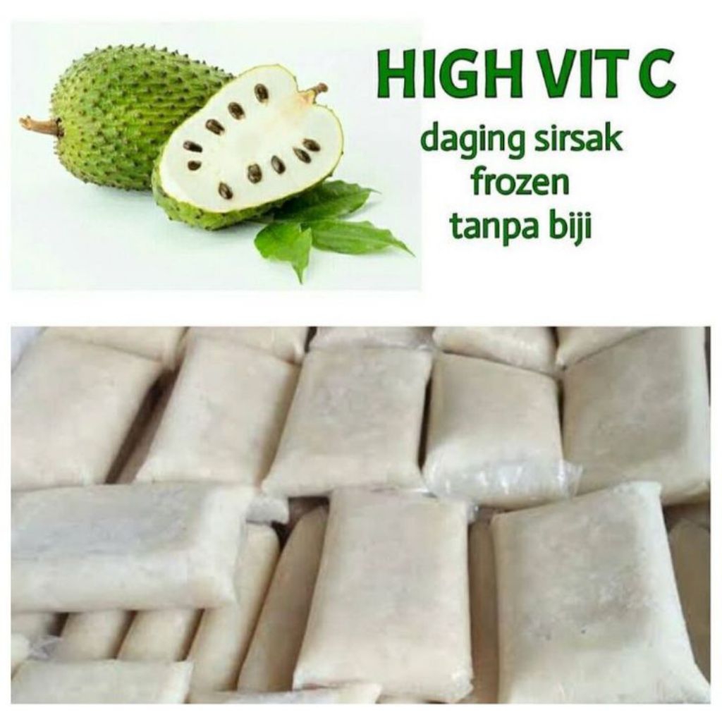 sirsak beku tanpa biji 1kg |sirsak Frozen