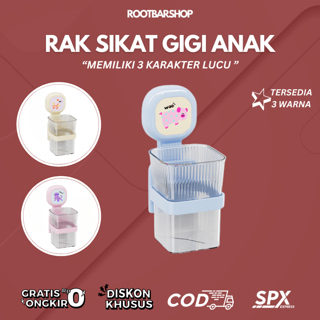 [ROOTBARSHOP] TEMPAT SIKAT GIGI ANAK / RAK SIKAT GIGI ANAK KARAKTER / SIKAT GIGI ANAK HOLDER TEMPEL