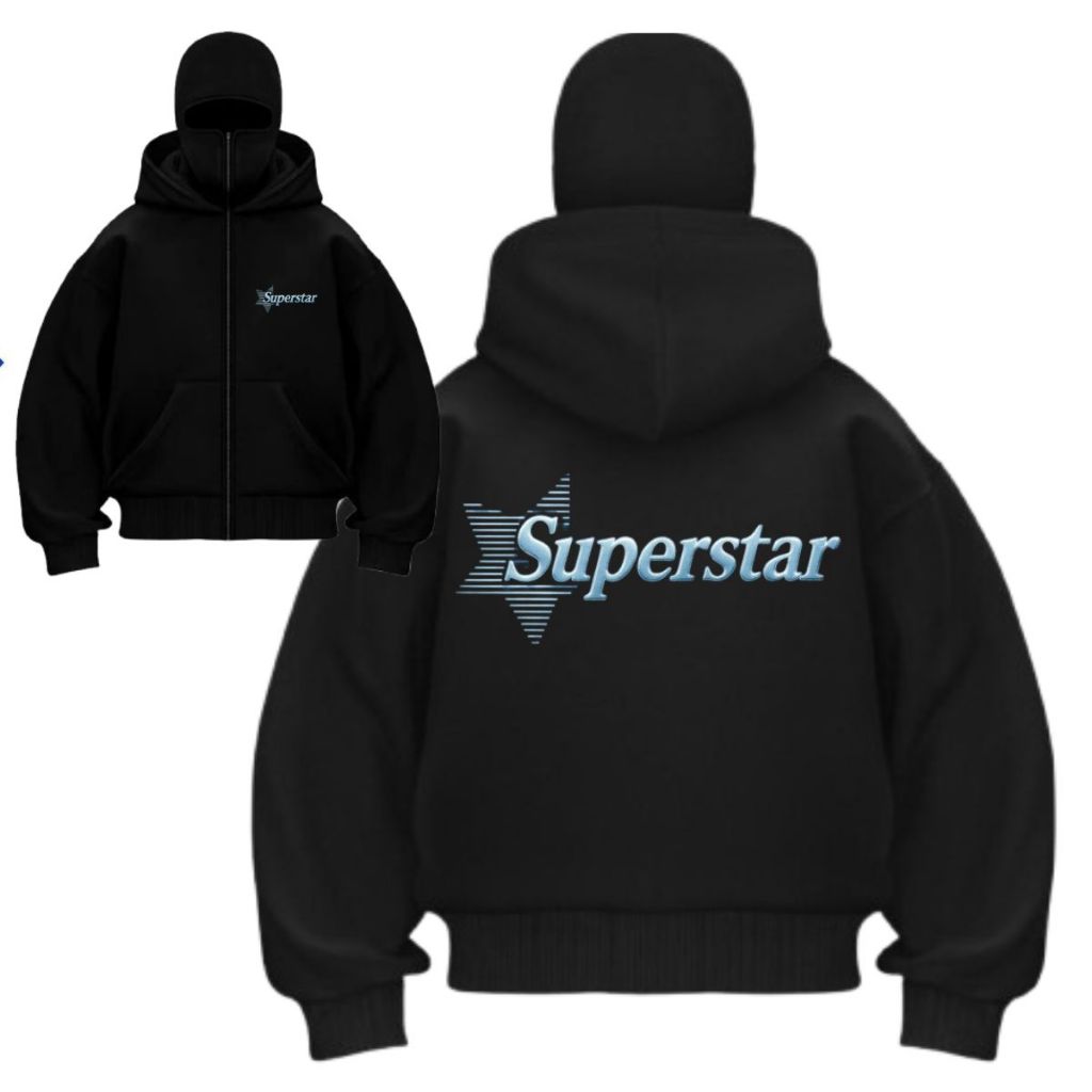 Superstar Hoodie Hitam balaclava zipper unisex