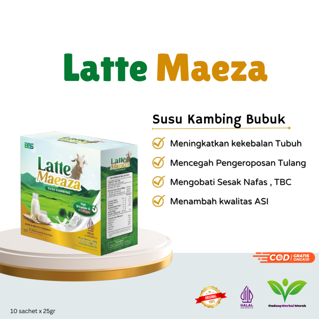 

Latte Maeaza Susu Kambing Bubuk dengan Vitamin C + Kolagen Isi 10 sachet