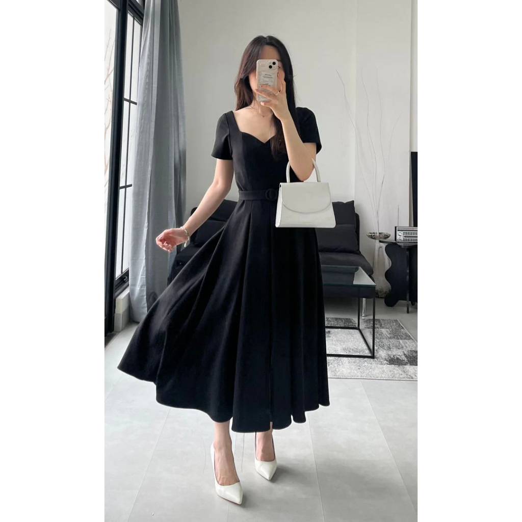 POSHTURE - Empire Dress in Black