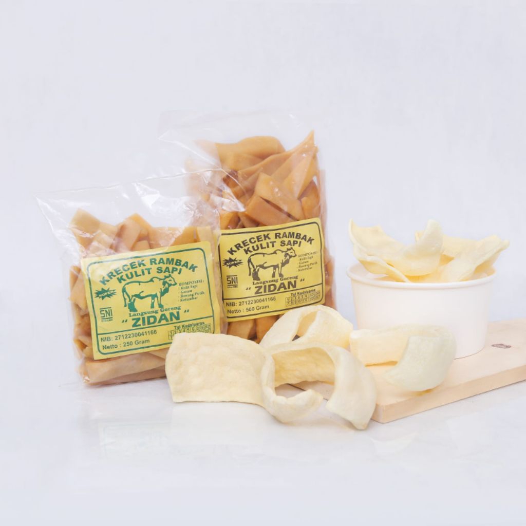 

Krecek Rambak kulit Sapi asli Bentuk Potongan Stik Lebar Berat 500gr