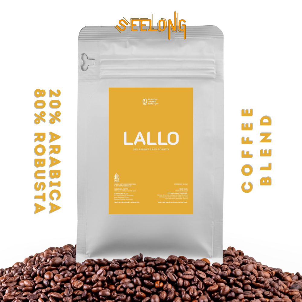 

Special Coffee Blend Lallo - 20% Arabica + 80% Robusta - Biji atau Bubuk Kopi Spesial Blend Arabika dan Robusta